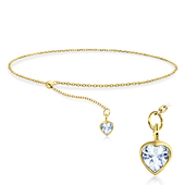 Gold Plated CZ Heart Silver Bracelet BRS-444-GP